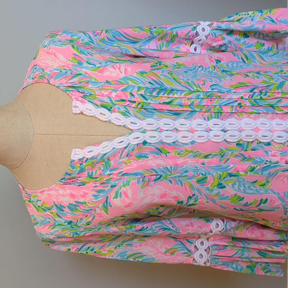 Lilly Pulitzer Hollie Tunic Pink and Blue Floral Dress XS - Picture 3 of 15